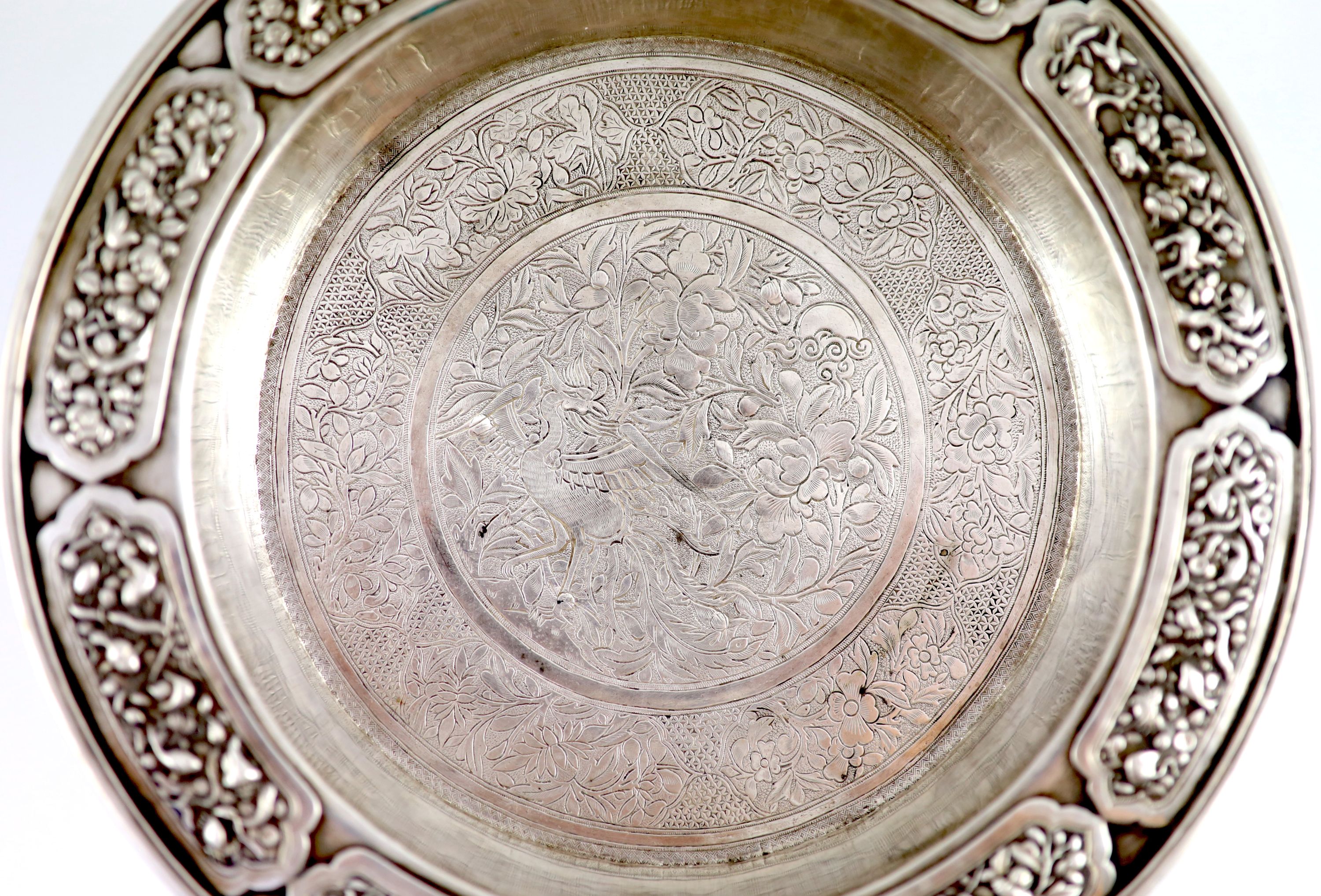 A late 19th/early 20th century South East Asian silver pedestal bowl